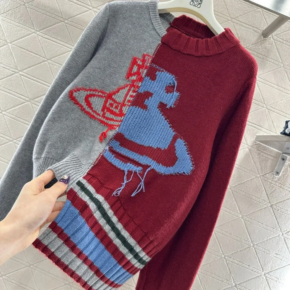 Vivienne Westwood 2025 New Arrival Saturn Patchwork Knit Sweater - Picture 2 of 8